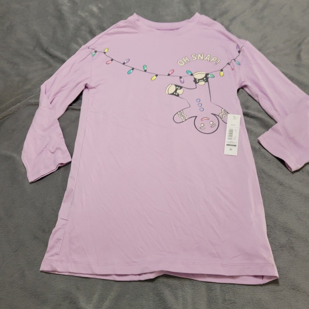 Gingerbread Shirt Girls‎ XS Purple Long Sleeve Comfort Stretch OH Snap Tunic Top